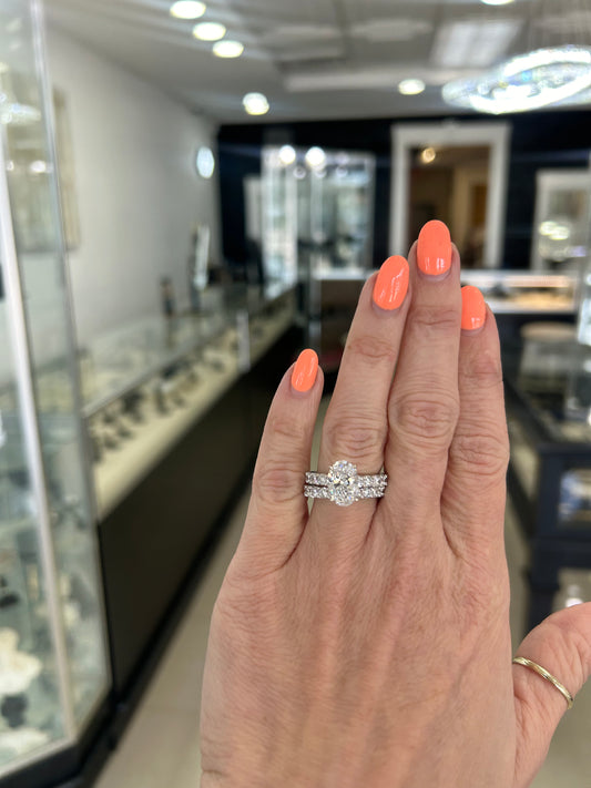 Oval and Round Diamond Bridal Set