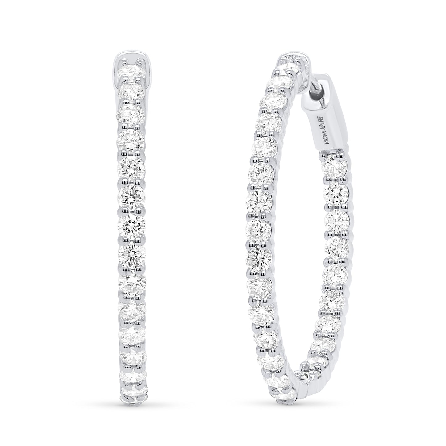 White Gold Inside Out Lab Grown Diamond Hoop Earrings