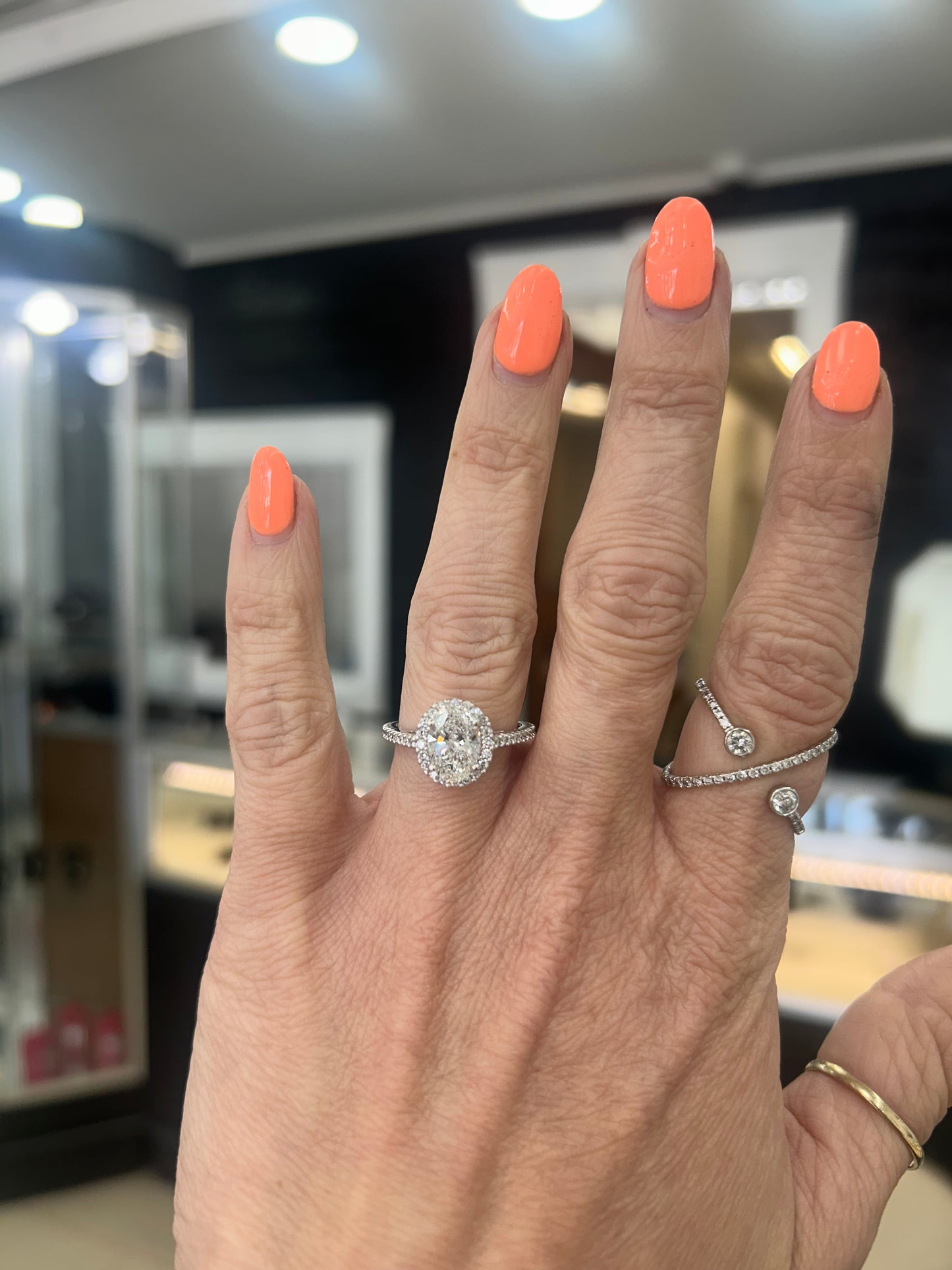 14kt White Gold Oval Lab Grown Diamond Halo Ring!
