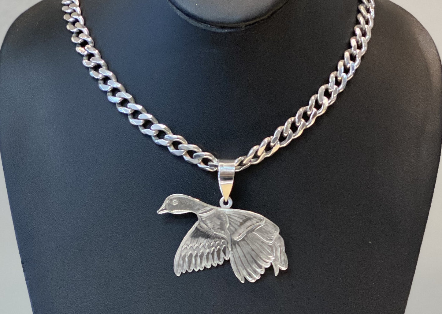 Sterling Silver Flying Duck Pendant!