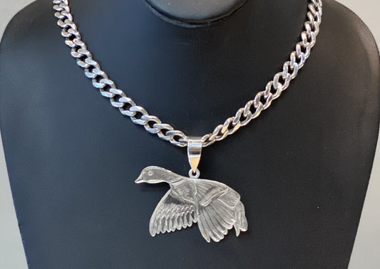 Sterling Silver Flying Duck Pendant!