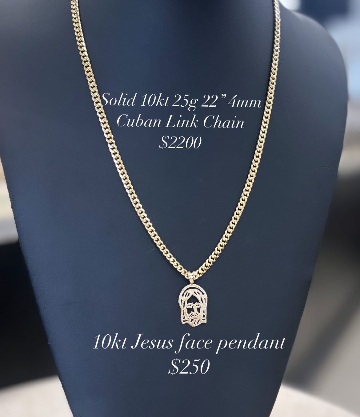 10kt Yellow Gold 25g 4mm Solid Miami Cuban Link Chain