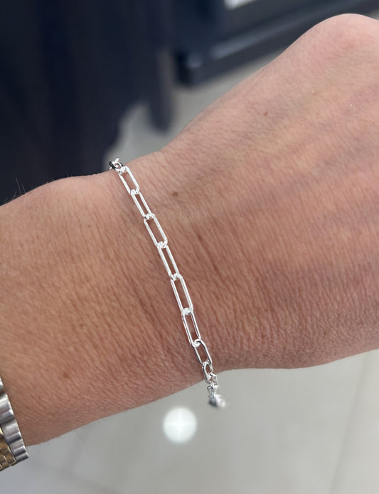 Sterling Silver Polished Paperclip Bracelet