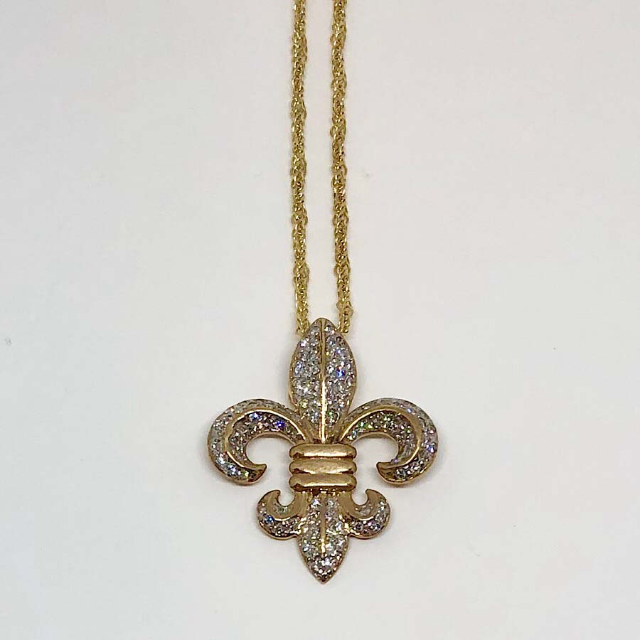 10kt Yellow Gold Fleur De Lis 1.50ct Round Diamonds