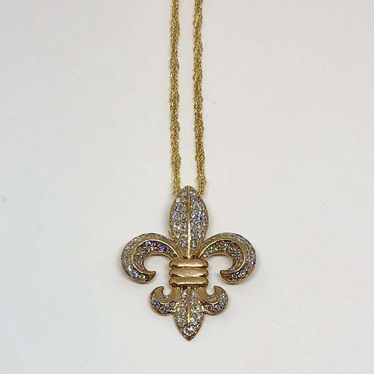 10kt Yellow Gold Fleur De Lis 1.50ct Round Diamonds