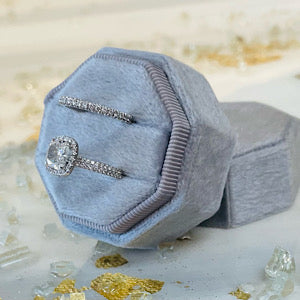 14kt White Gold Engagement Ring Containing: One Approx 1.08ctw Cushion Diamond Color H-I , Clarity SI2; Approx .75ctw Pave Set