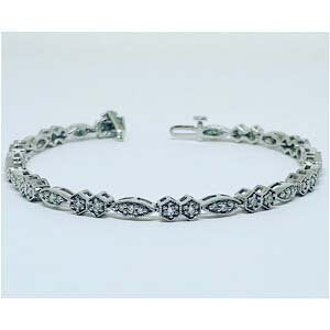 14kt White Gold Vintage Design 1ctw Diamond Bracelet