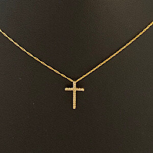 14kt Yellow Gold .07ctw Diamond Cross