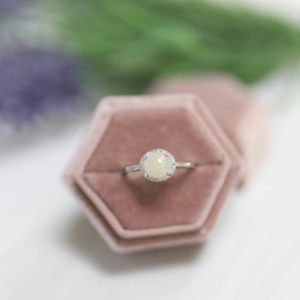 14kt White Opal .10ctw Diamond Yellow Gold Ring
