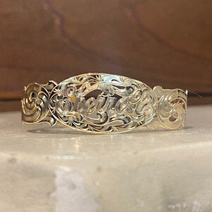 Yellow Gold Cuff Monogram Bracelet