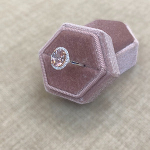 14kt White Gold Ring Containing: One 1.66mm Morganite & .20ctw Round Diamonds