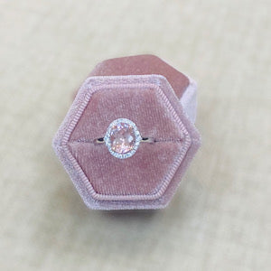 14kt White Gold Ring Containing: One 1.66mm Morganite & .20ctw Round Diamonds