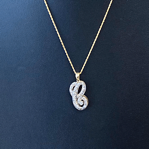 Two Tone Diamond Initial Pendant