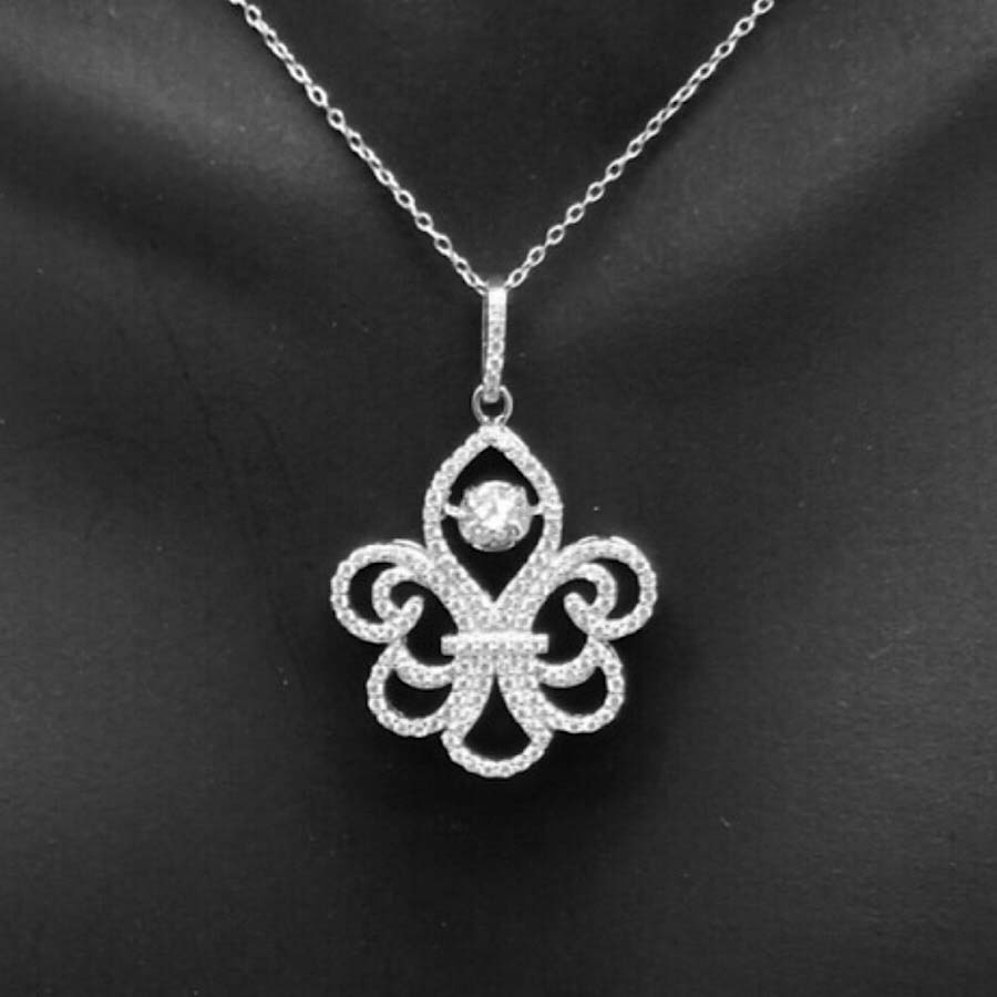Sterling Silver Dancing Diamond Fleur De Lis W/ CZ stones