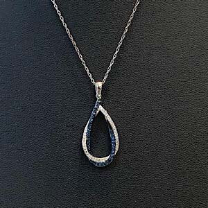 Sterling Silver White & Blue Diamond Pendant