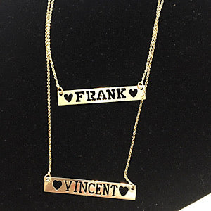 10kt Yellow Gold Stamp Out Bar Nameplate- Individually Sold