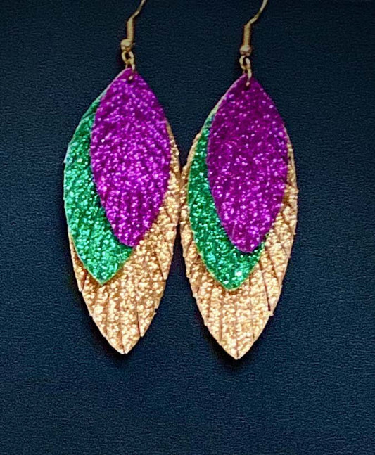 Mardi Gras Feather Earrings