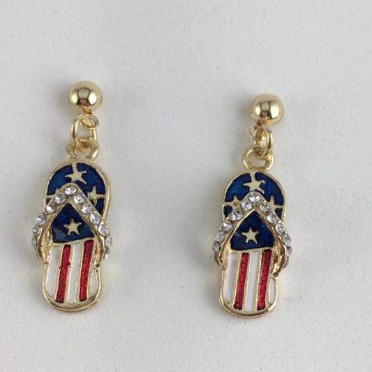 Patriotic Bling Flip Flop Earrings