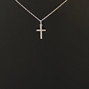 10kt White Gold .06tw Diamond Cross