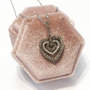 10kt White Gold Diamond & Chocolate Diamond Heart