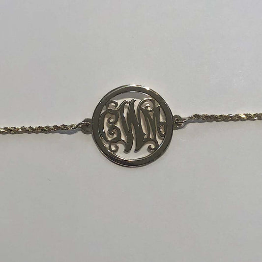 Yellow Gold Monogram Initial Bracelet W/chain Approx 5in