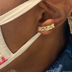 10kt Yellow Gold Curve Name Post Earrings