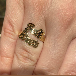 10kt Yellow Gold Double Name Ring: Available in white, yellow, or rose gold and silver.