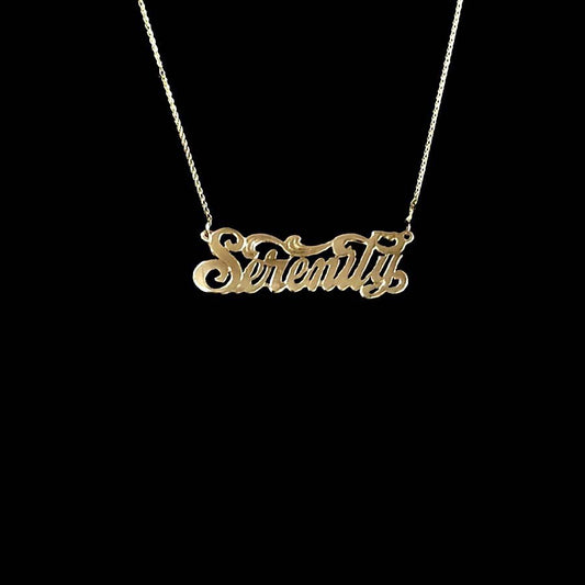 10kt Yellow Gold Name Plate With Engraved Top Border