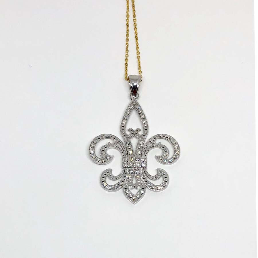 10kt White Gold Approx 3/4ct Diamond Fleur De Lis