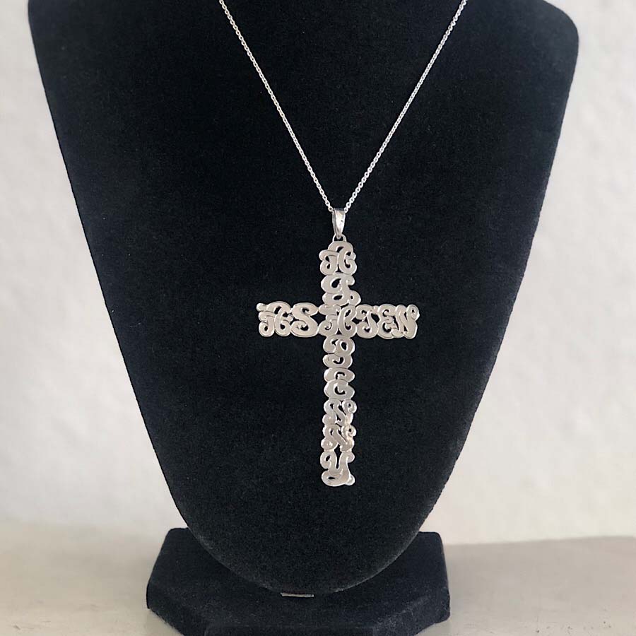 Silver Monogram Name Cross