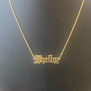 10kt Yellow Gold Old English Font Nameplate