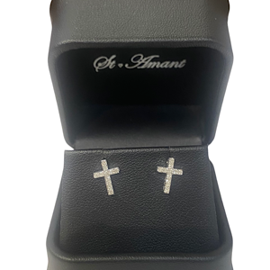 10kt White Gold .20ct Diamond Cross Post Earrings