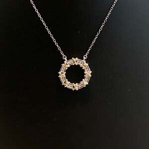Round CZ Silver and Gold Pated Necklace