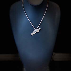 Silver Trout On a Silver 20' Box Chain