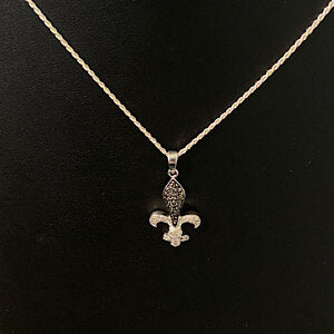 Sterling Silver Diamond & Black Diamond Fleur De Lis