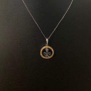 Sterling Silver Black & Gold Diamond Fleur De Lis