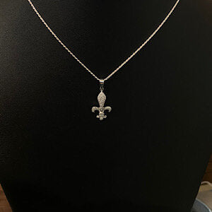 Sterling Silver Fleur De Lis .10ctw Round Diamonds