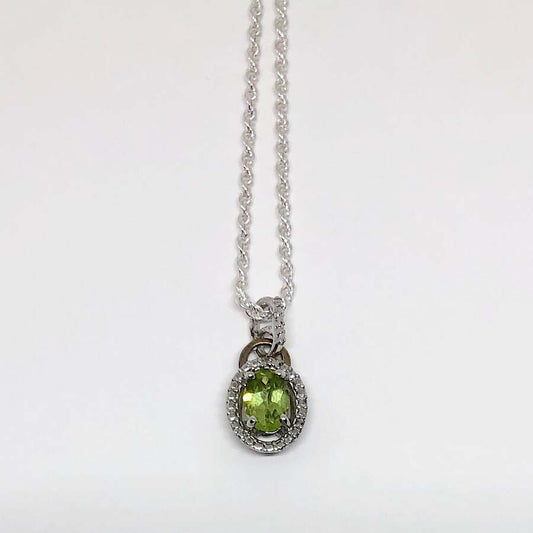Sterling Silver Diamond and Peridot Pendant!
