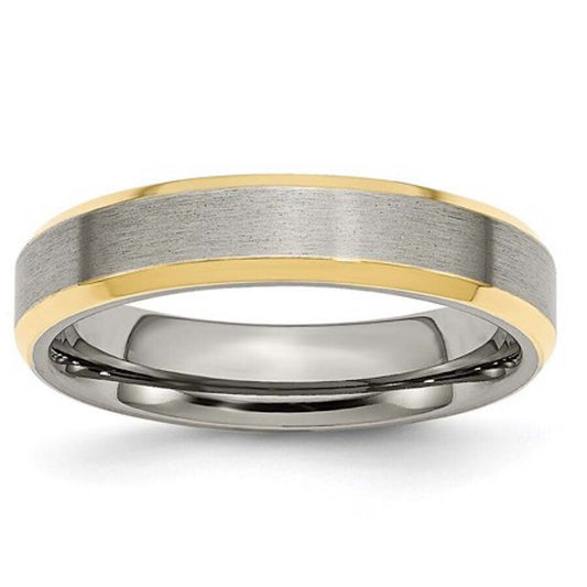 Titanium 5mm Yellow IP-Plated Beveled Edge Brushed/Polished Band