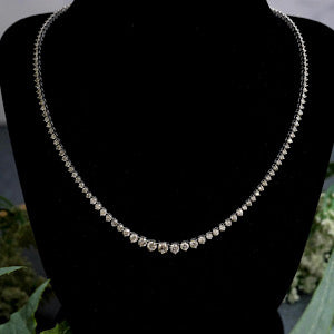 14kt White Gold 15ctw Graduated Diamond Tennis 18" Necklace