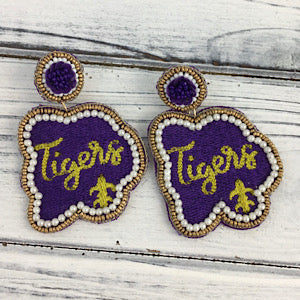 Tigers Felt & Bead Earrings