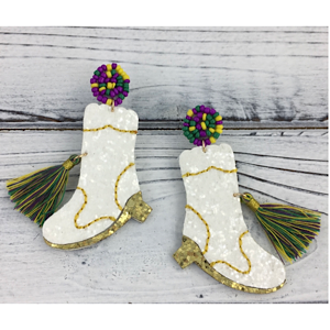 White Mardi Gras Boot