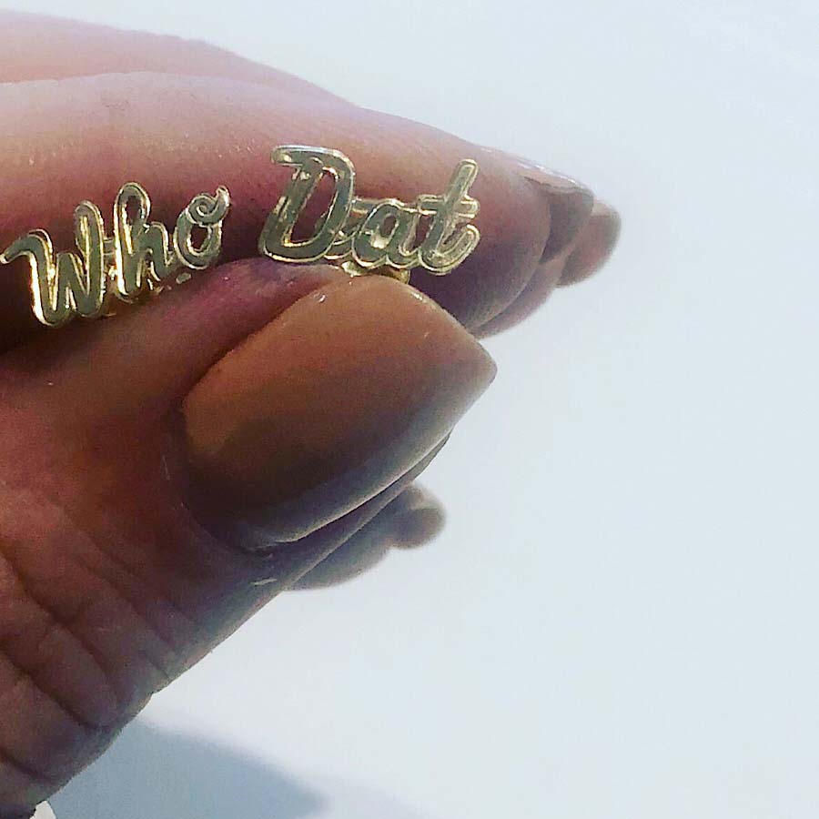 10kt Yellow Gold Who Dat Post Earrings