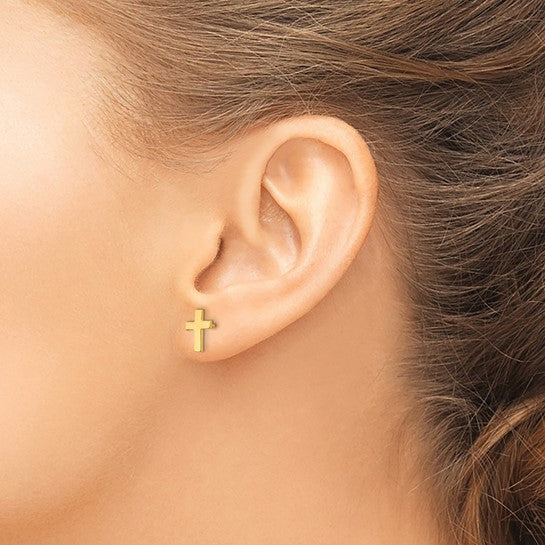 10kt Yellow Gold Polished Cross Earrings