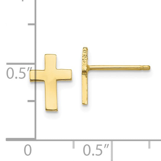 10kt Yellow Gold Polished Cross Earrings