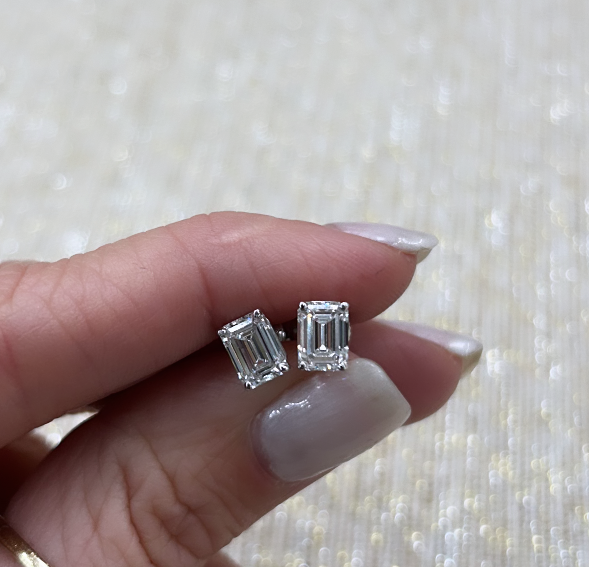 2ctw Emerald Cut Lab Diamond Stud Earrings