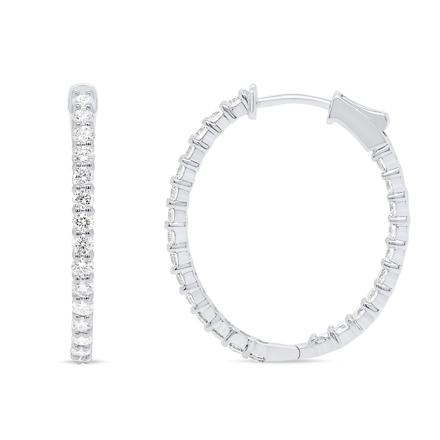 White Gold Inside Out Lab Grown Diamond Hoop Earrings