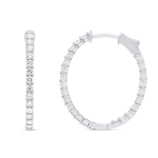 White Gold Inside Out Lab Grown Diamond Hoop Earrings