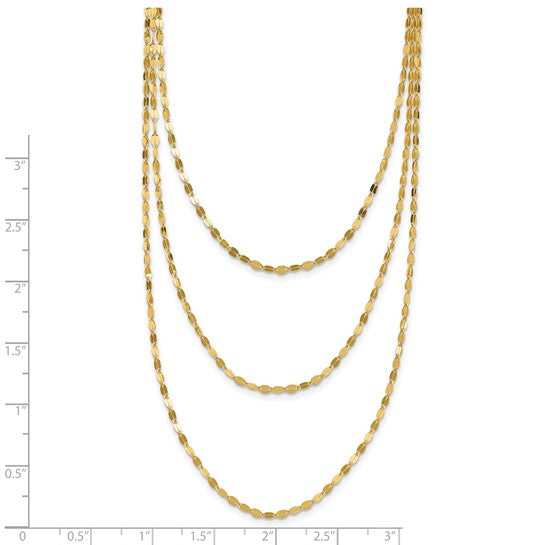 14k Polished Triple Strand Necklace