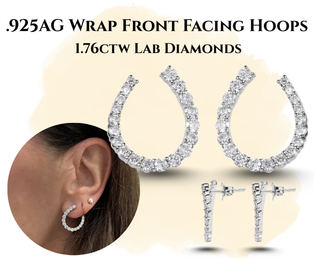 1.76CTW Silver Front Facing Hoops